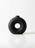 Black Matte Donut Vase - Black