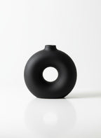 Black Matte Donut Vase - Black