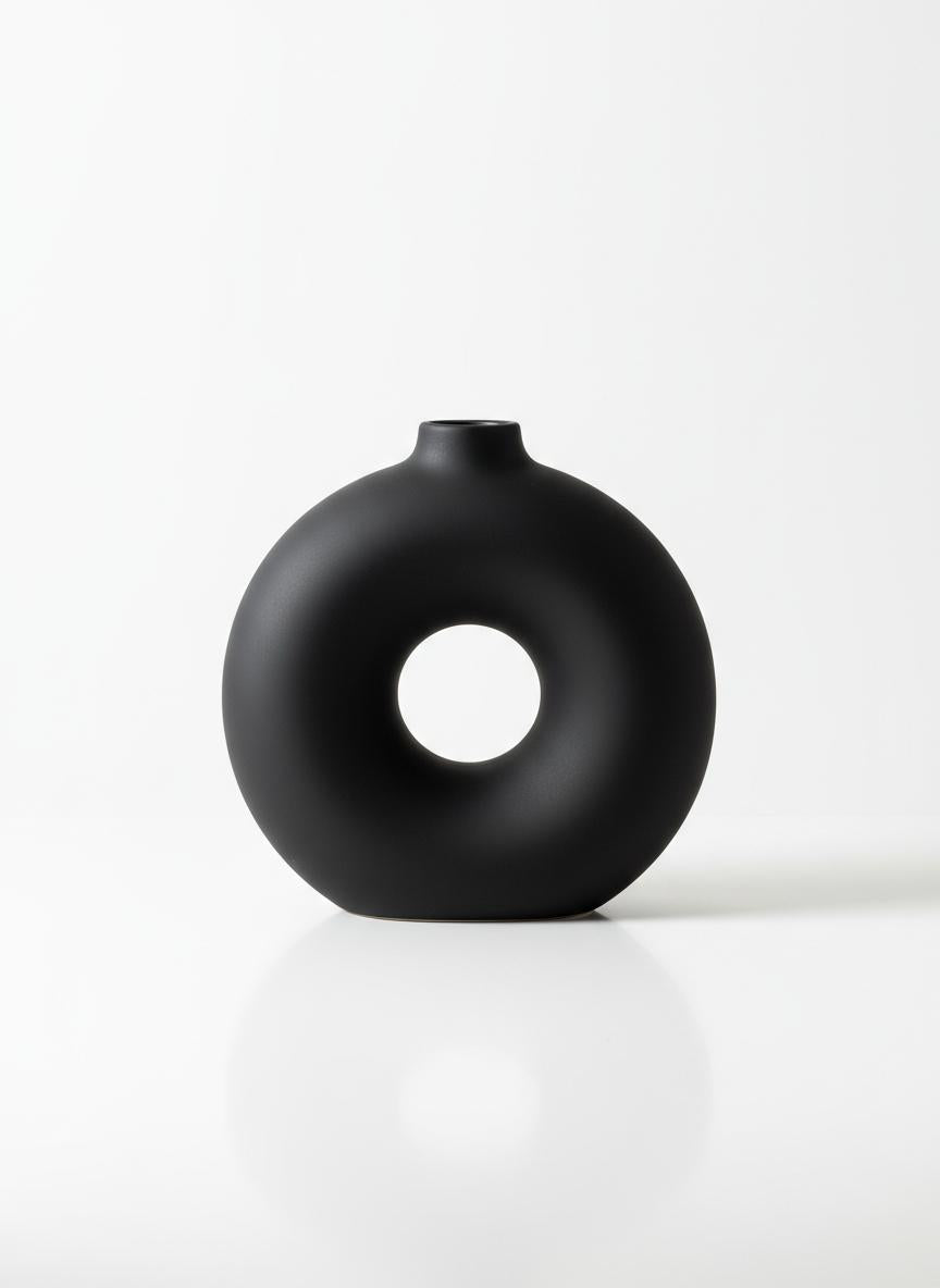 Black Matte Donut Vase
