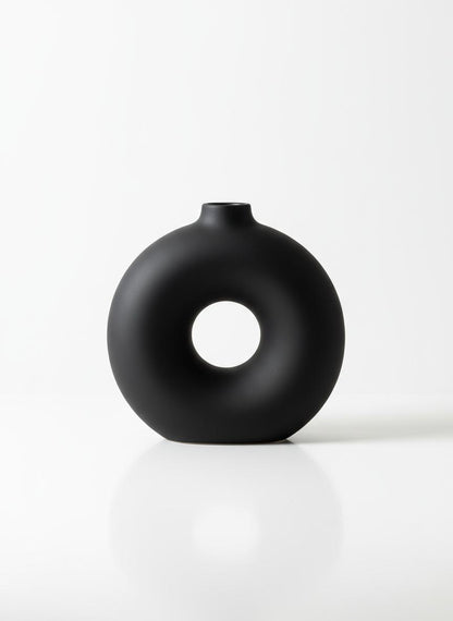Black Matte Donut Vase