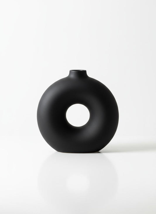 Black Matte Donut Vase
