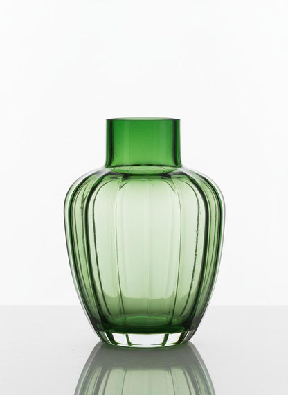 Green Fluted Glass Vase