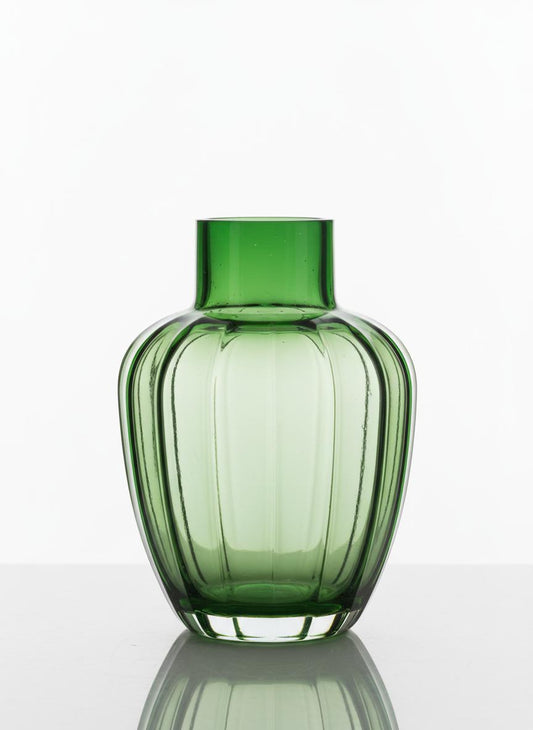 Green Fluted Glass Vase