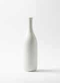 White Tall Ribbed Vase - White