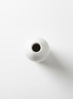 White Tall Ribbed Vase - White