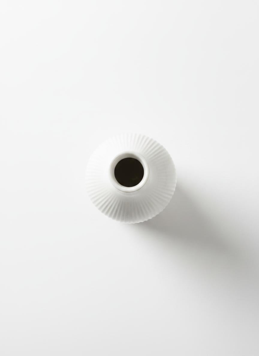 White Tall Ribbed Vase