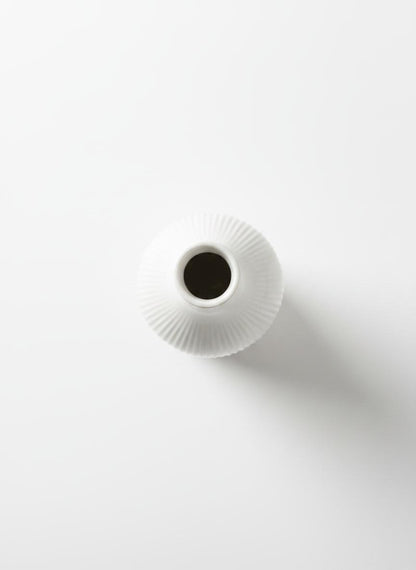 White Tall Ribbed Vase